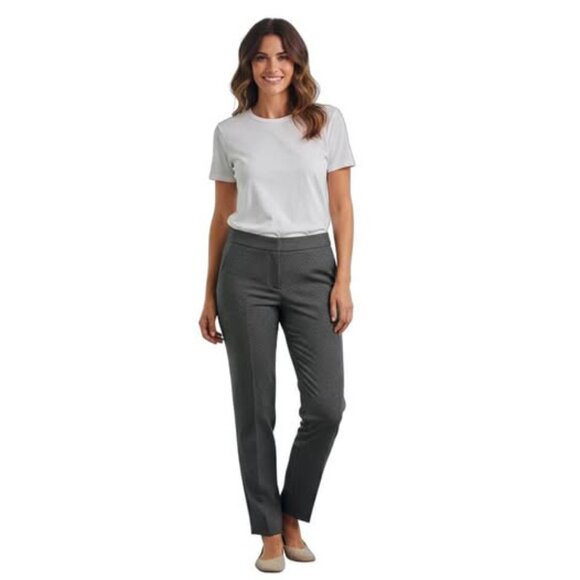 Chico's Black White Geometric Print Juliet Pull-On Pants‎ Career Casual Size 2 - Picture 1 of 10
